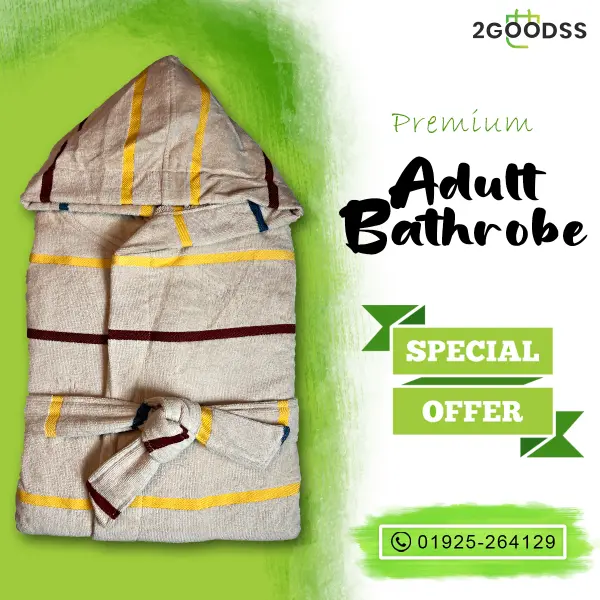 Export-Quality Shower Bathrobe Crafted from ultra-soft towel fabric for unmatched comfort — step out of the shower and into everyday luxury.