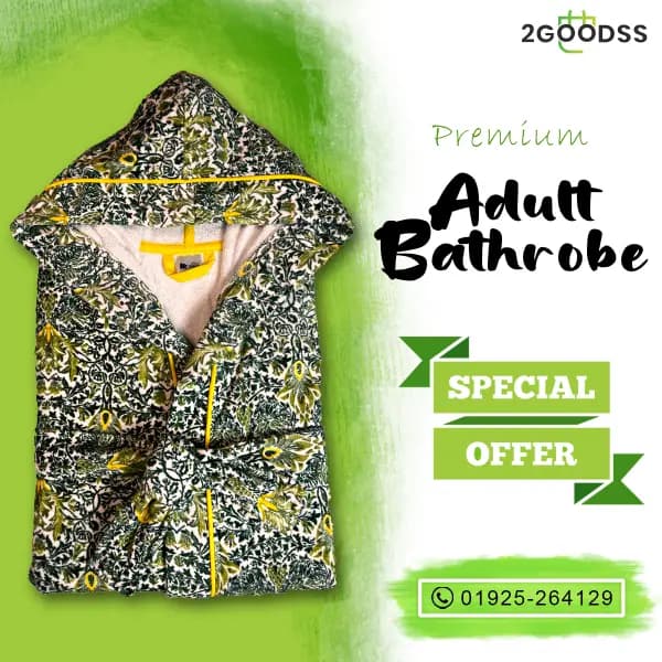 Export-Quality Shower Bathrobe Crafted from ultra-soft towel fabric for unmatched comfort — step out of the shower and into everyday luxury.