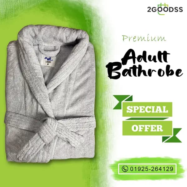 Export-Quality Shower Bathrobe Crafted from ultra-soft towel fabric for unmatched comfort — step out of the shower and into everyday luxury.